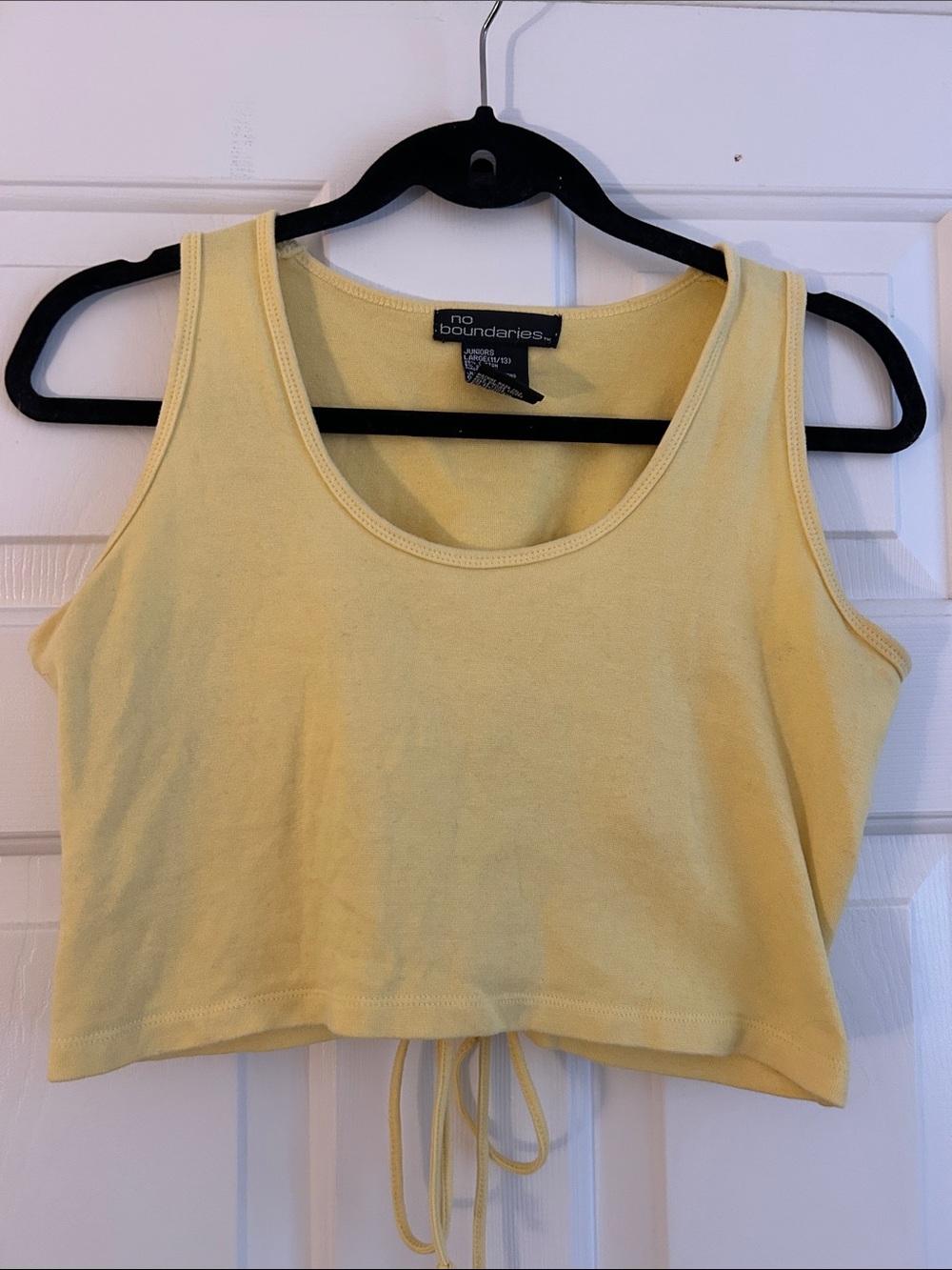 Vintage No Boundaries Pale Yellow Drawstring Crop Tank